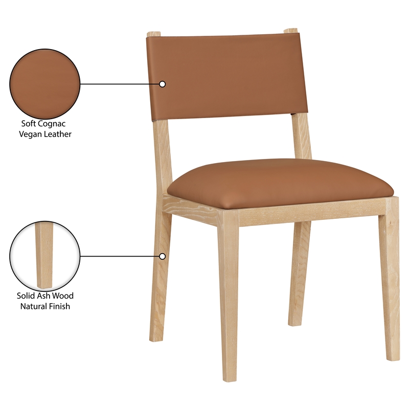 Meridian Furniture Avon Cognac Vegan Leather Dining Side Chair (Set of 2)