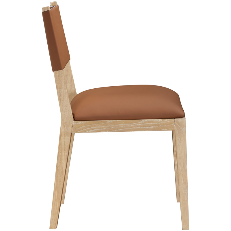 Meridian Furniture Avon Cognac Vegan Leather Dining Side Chair (Set of 2)