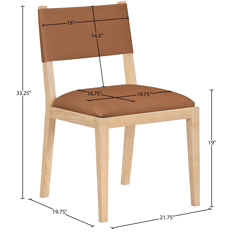 Meridian Furniture Avon Cognac Vegan Leather Dining Side Chair (Set of 2)