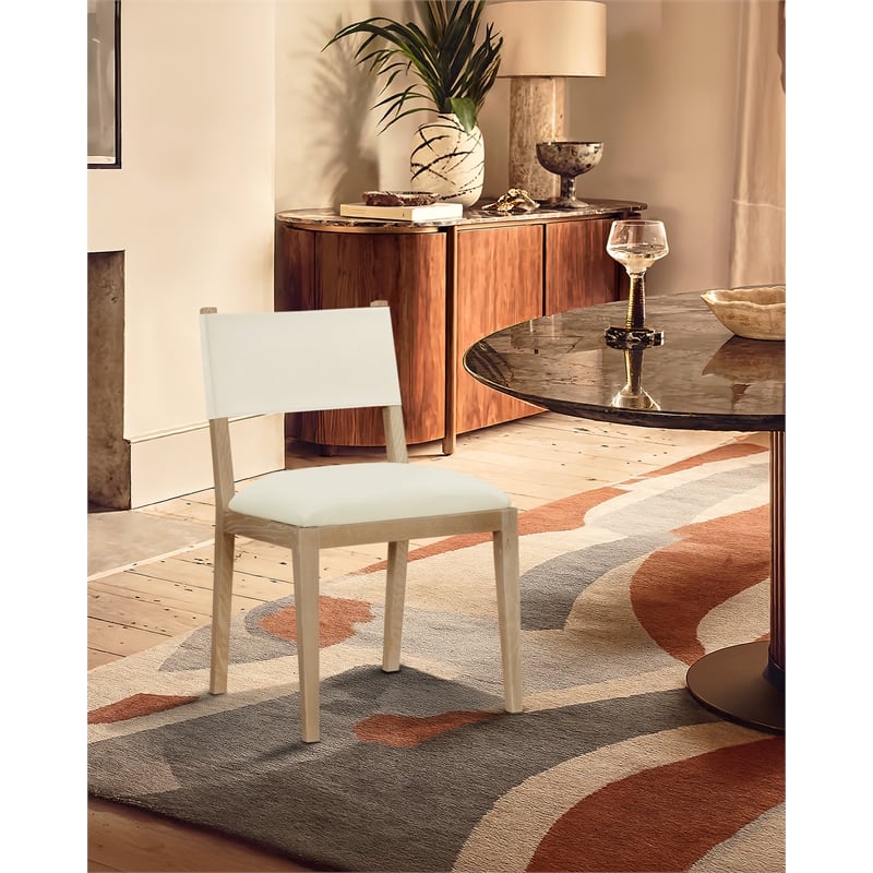 Meridian Furniture Avon Cream Vegan Leather Dining Side Chair (Set of 2)