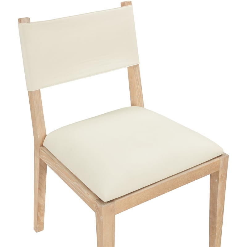 Meridian Furniture Avon Cream Vegan Leather Dining Side Chair (Set of 2)