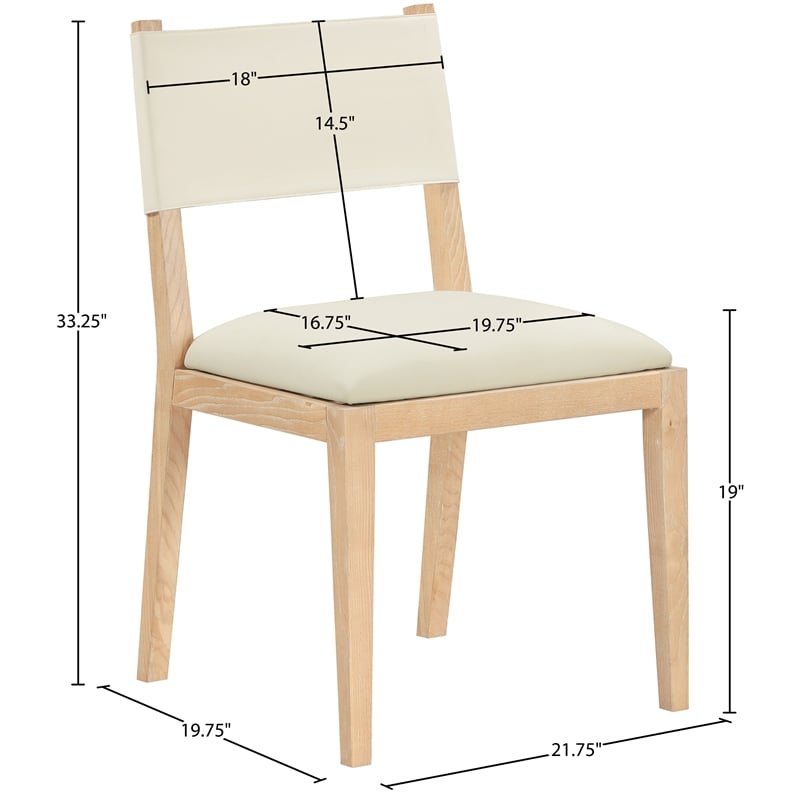 Meridian Furniture Avon Cream Vegan Leather Dining Side Chair (Set of 2)