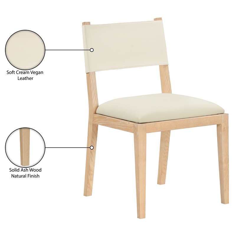 Meridian Furniture Avon Cream Vegan Leather Dining Side Chair (Set of 2)