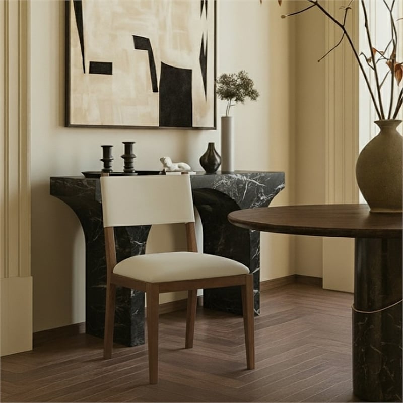 Meridian Furniture Avon Beige Vegan Leather Dining Side Chair (Set of 2)