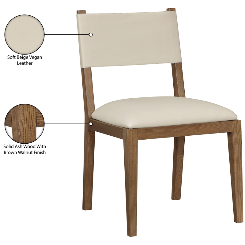 Meridian Furniture Avon Beige Vegan Leather Dining Side Chair (Set of 2)