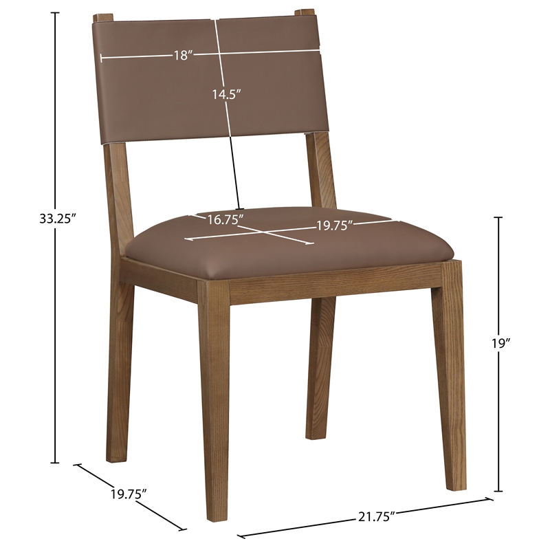 Meridian Furniture Avon Brown Vegan Leather Dining Side Chair (Set of 2)