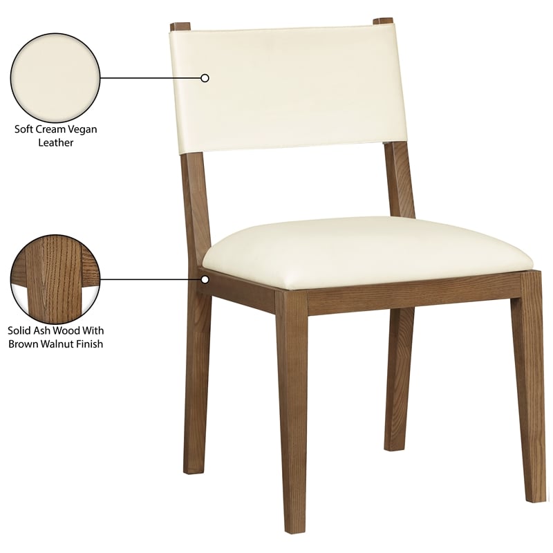 Meridian Furniture Avon Cream Vegan Leather Dining Side Chair (Set of 2)