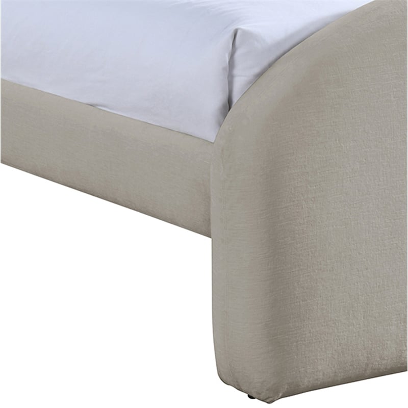 Meridian Furniture Andaz Beige Chenille Fabric Upholstered Twin Bed