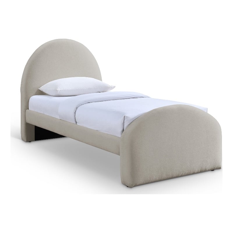 Meridian Furniture Andaz Beige Chenille Fabric Upholstered Twin Bed