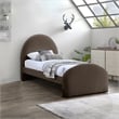 Meridian Furniture Andaz Brown Chenille Fabric Upholstered Twin Bed