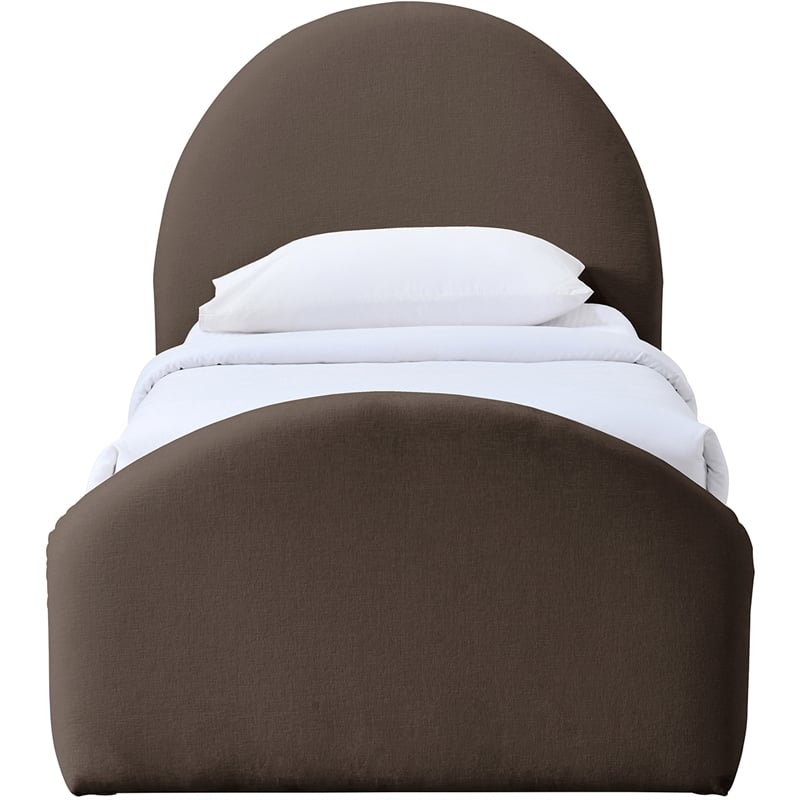 Meridian Furniture Andaz Brown Chenille Fabric Upholstered Twin Bed