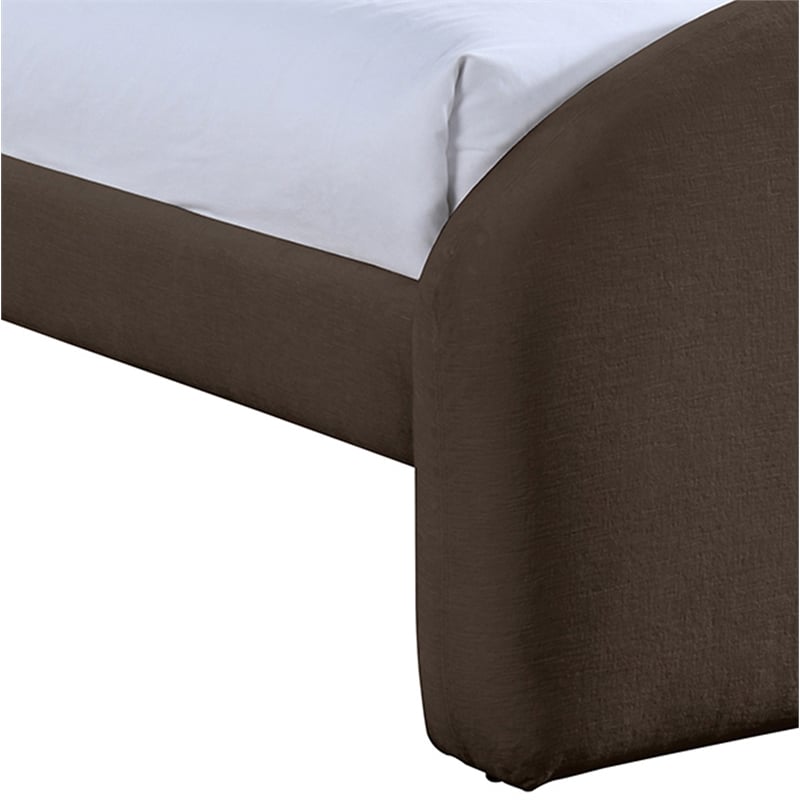 Meridian Furniture Andaz Brown Chenille Fabric Upholstered Twin Bed