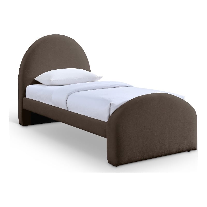 Meridian Furniture Andaz Brown Chenille Fabric Upholstered Twin Bed