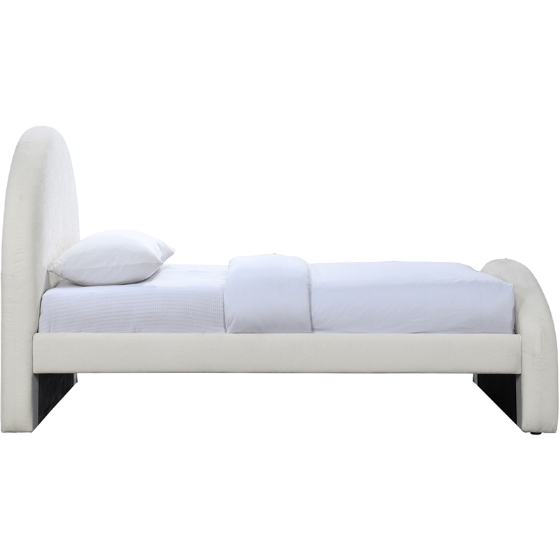 Meridian Furniture Andaz Cream Chenille Fabric Upholstered Twin Bed