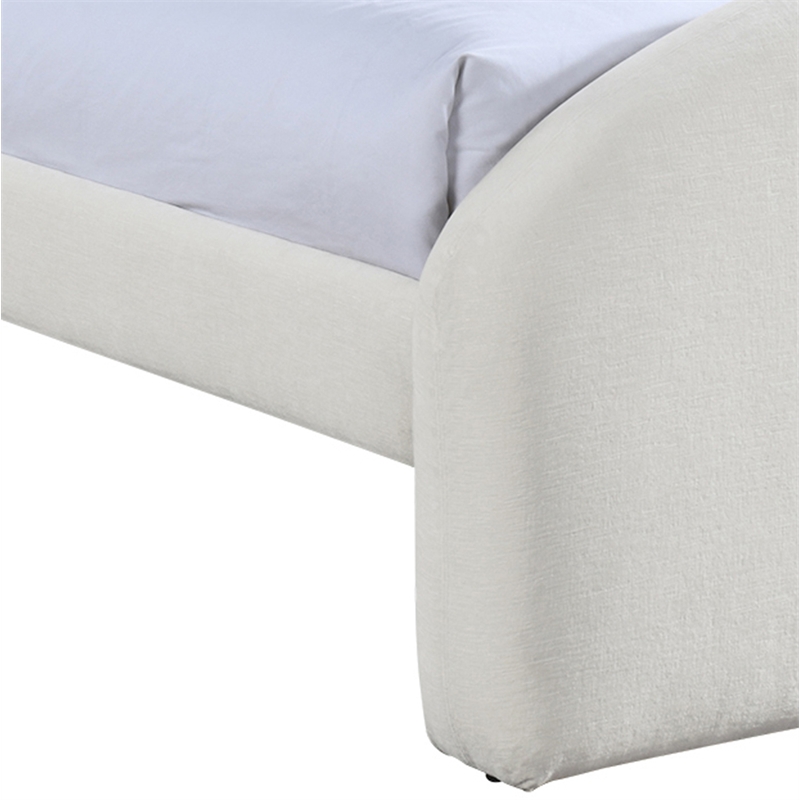 Meridian Furniture Andaz Cream Chenille Fabric Upholstered Twin Bed