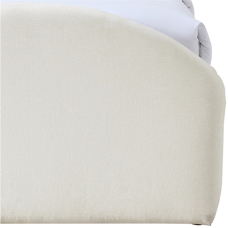 Meridian Furniture Andaz Cream Chenille Fabric Upholstered Twin Bed