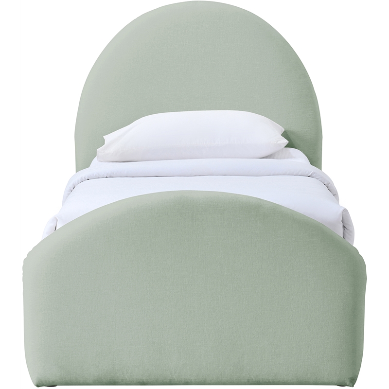 Meridian Furniture Andaz Mint Chenille Fabric Upholstered Twin Bed