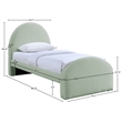 Meridian Furniture Andaz Mint Chenille Fabric Upholstered Twin Bed