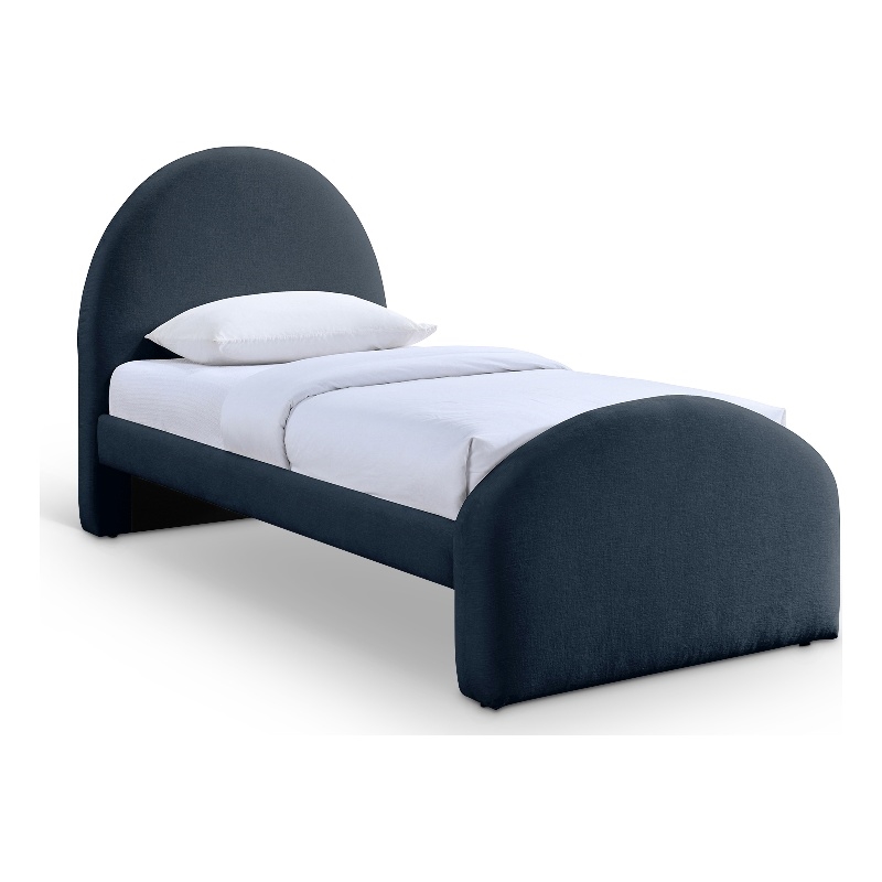 Meridian Furniture Andaz Navy Chenille Fabric Upholstered Twin Bed