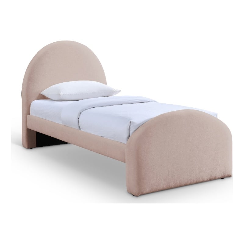 Meridian Furniture Andaz Pink Chenille Fabric Upholstered Twin Bed
