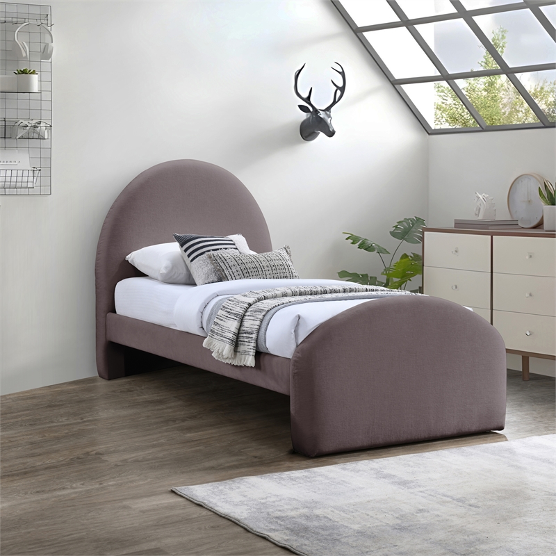 Meridian Furniture Andaz Purple Chenille Fabric Upholstered Twin Bed