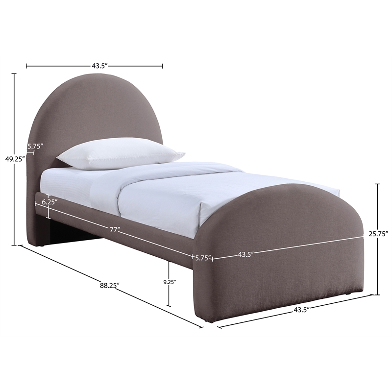 Meridian Furniture Andaz Purple Chenille Fabric Upholstered Twin Bed