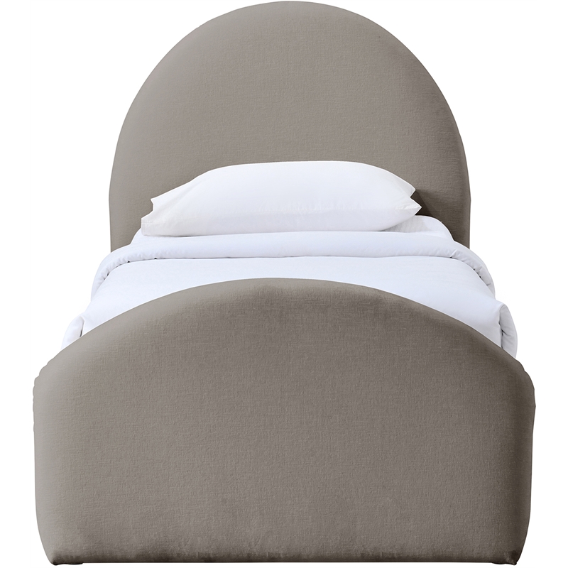 Meridian Furniture Andaz Taupe Chenille Fabric Upholstered Twin Bed