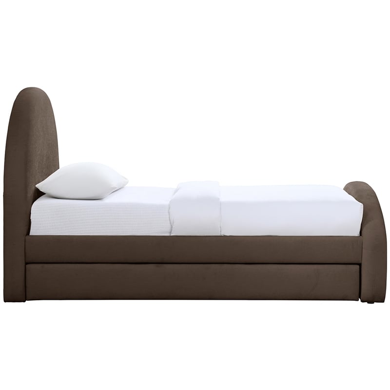 Meridian Furniture Andaz Brown Chenille Fabric Upholstered Twin Trundle Bed