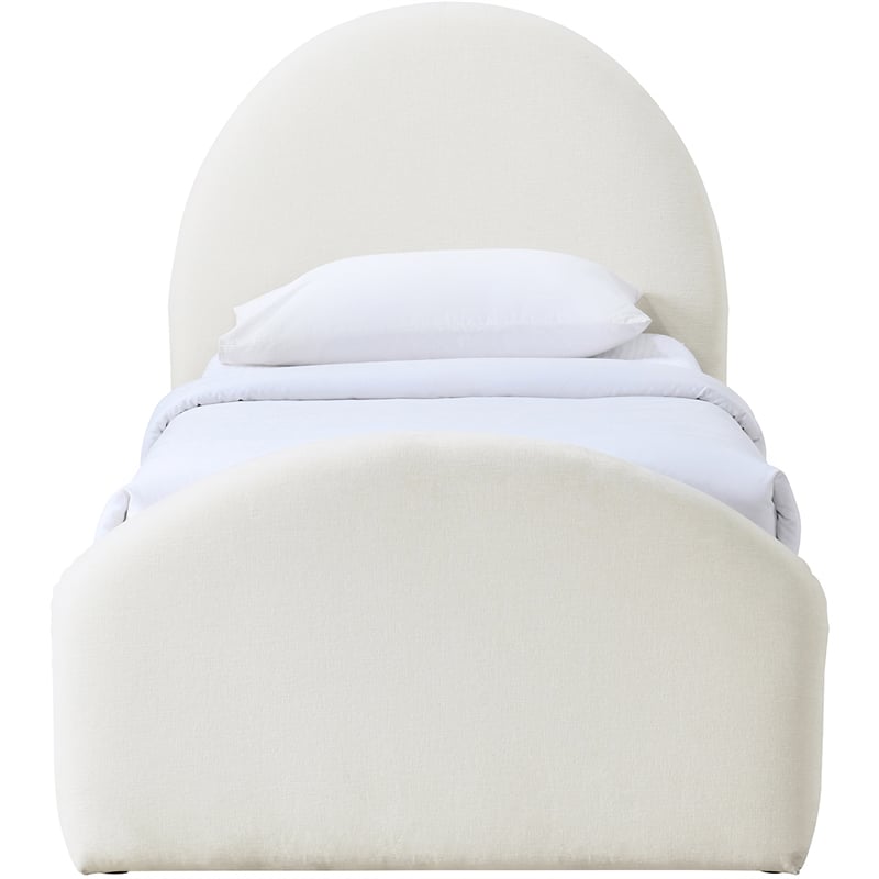 Meridian Furniture Andaz Cream Chenille Fabric Upholstered Twin Trundle Bed