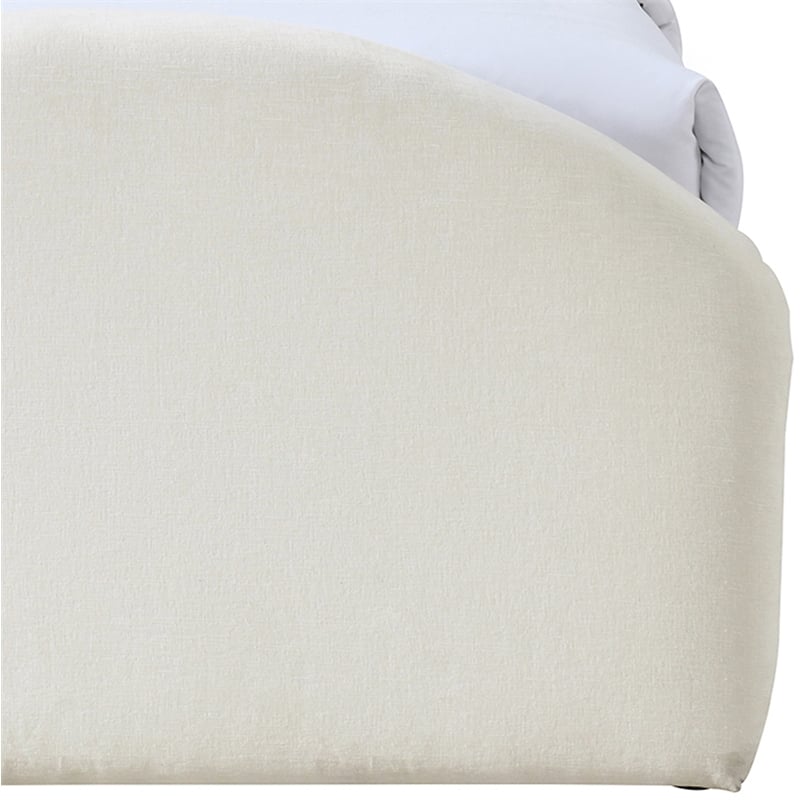 Meridian Furniture Andaz Cream Chenille Fabric Upholstered Twin Trundle Bed