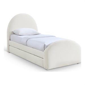 Meridian Furniture Andaz Cream Chenille Fabric Upholstered Twin Trundle Bed