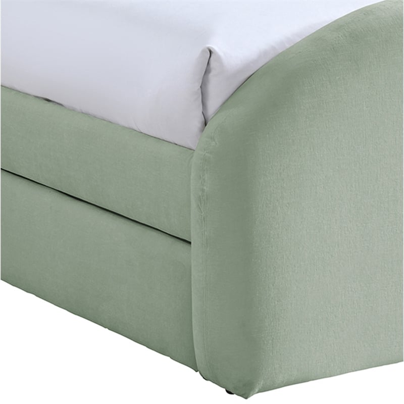 Meridian Furniture Andaz Mint Chenille Fabric Upholstered Twin Trundle Bed