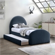 Meridian Furniture Andaz Navy Chenille Fabric Upholstered Twin Trundle Bed