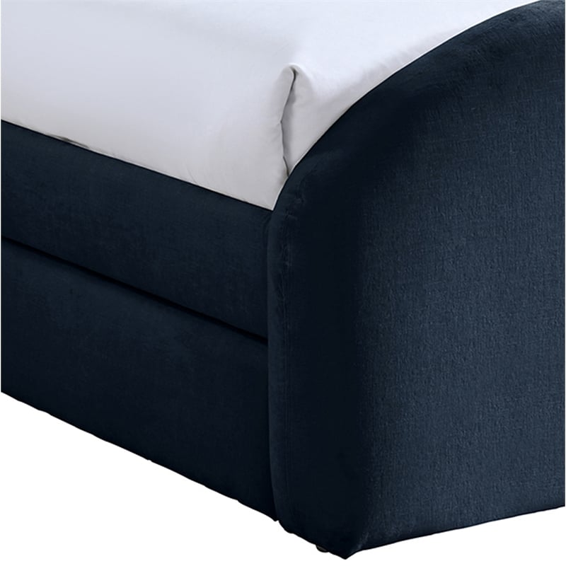 Meridian Furniture Andaz Navy Chenille Fabric Upholstered Twin Trundle Bed