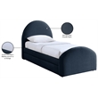 Meridian Furniture Andaz Navy Chenille Fabric Upholstered Twin Trundle Bed