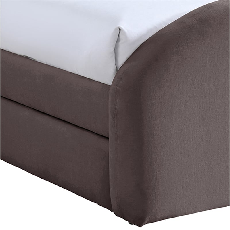 Meridian Furniture Andaz Purple Chenille Fabric Upholstered Twin Trundle Bed