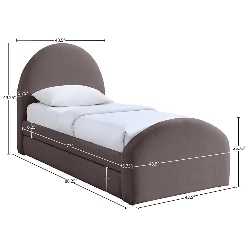 Meridian Furniture Andaz Purple Chenille Fabric Upholstered Twin Trundle Bed