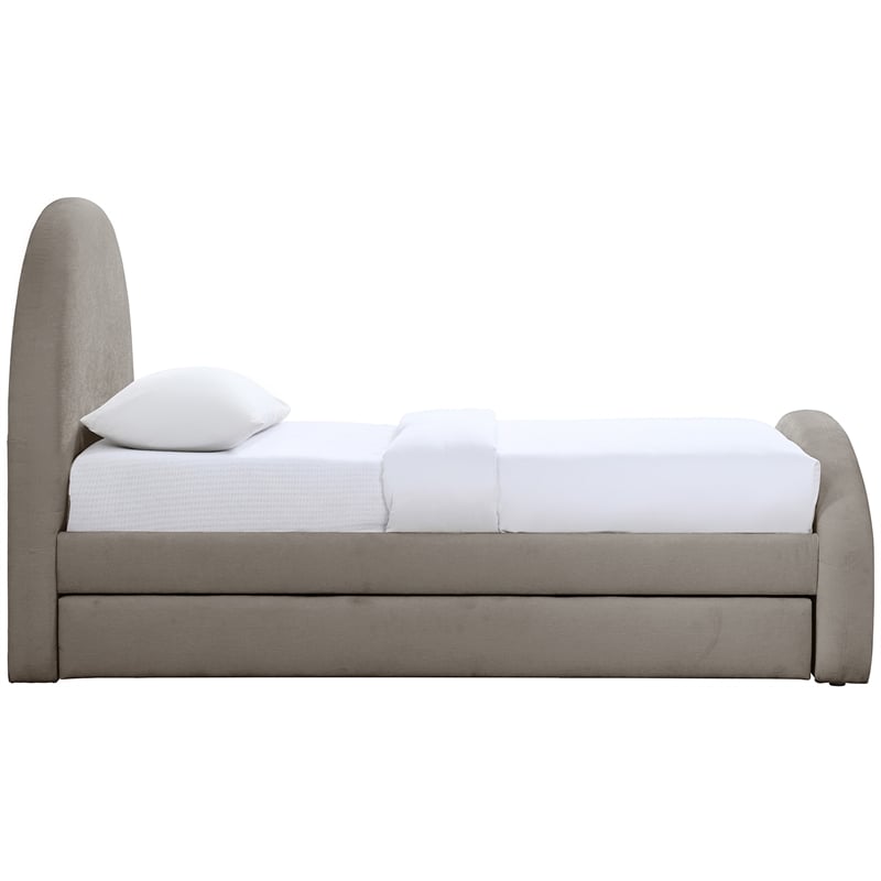 Meridian Furniture Andaz Taupe Chenille Fabric Upholstered Twin Trundle Bed