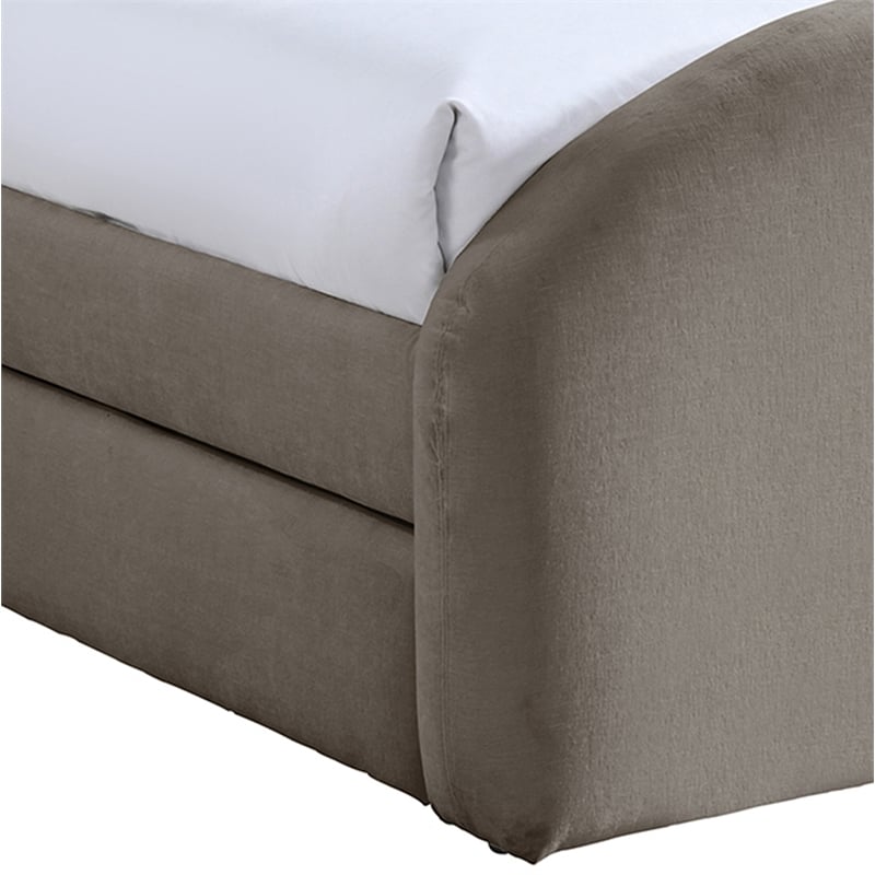 Meridian Furniture Andaz Taupe Chenille Fabric Upholstered Twin Trundle Bed