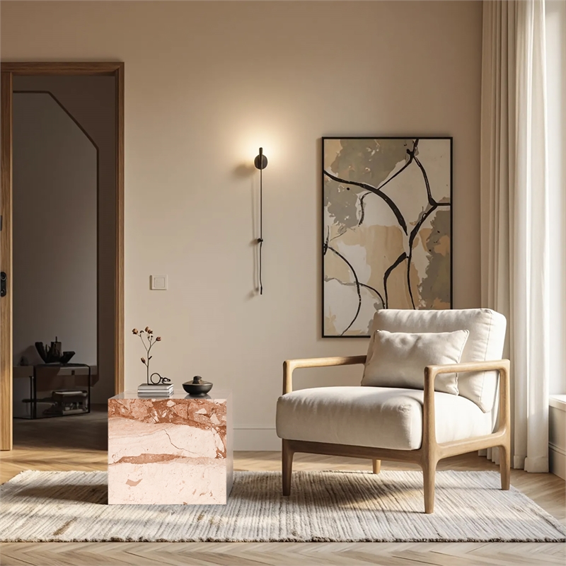 Meridian Furniture Bolzano Cream Marble End Table