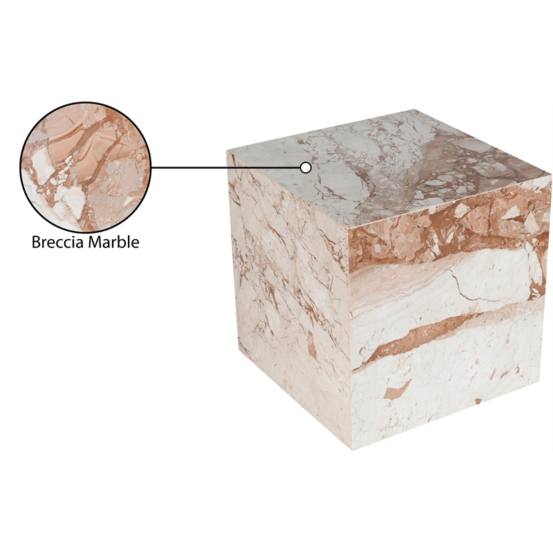 Meridian Furniture Bolzano Cream Marble End Table