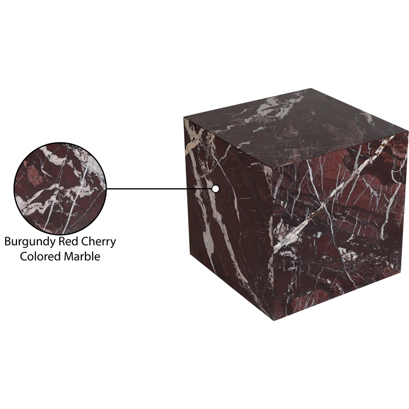 Meridian Furniture Bolzano Red Marble End Table