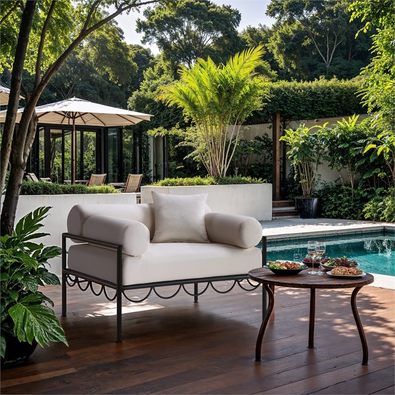 Meridian Furniture Portofino Cream Water Resisting Fabric Patio Chair