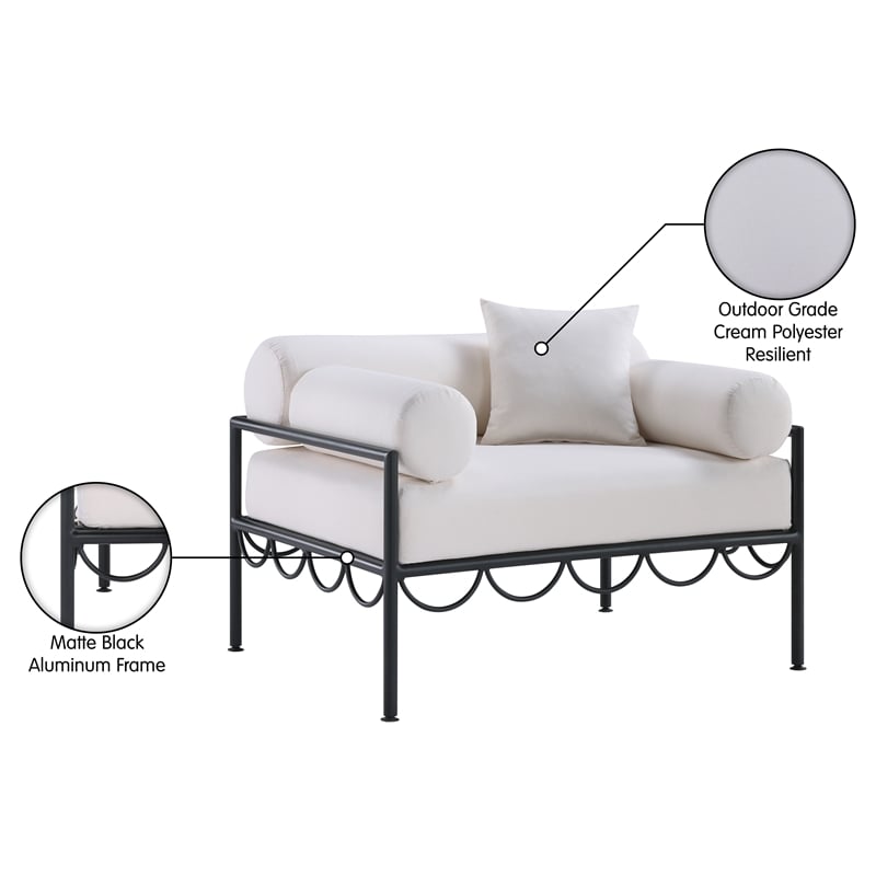 Meridian Furniture Portofino Cream Water Resisting Fabric Patio Chair