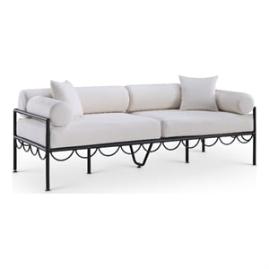 Meridian Furniture Portofino 85.75&quot Cream Water Resisting Fabric Patio Sofa