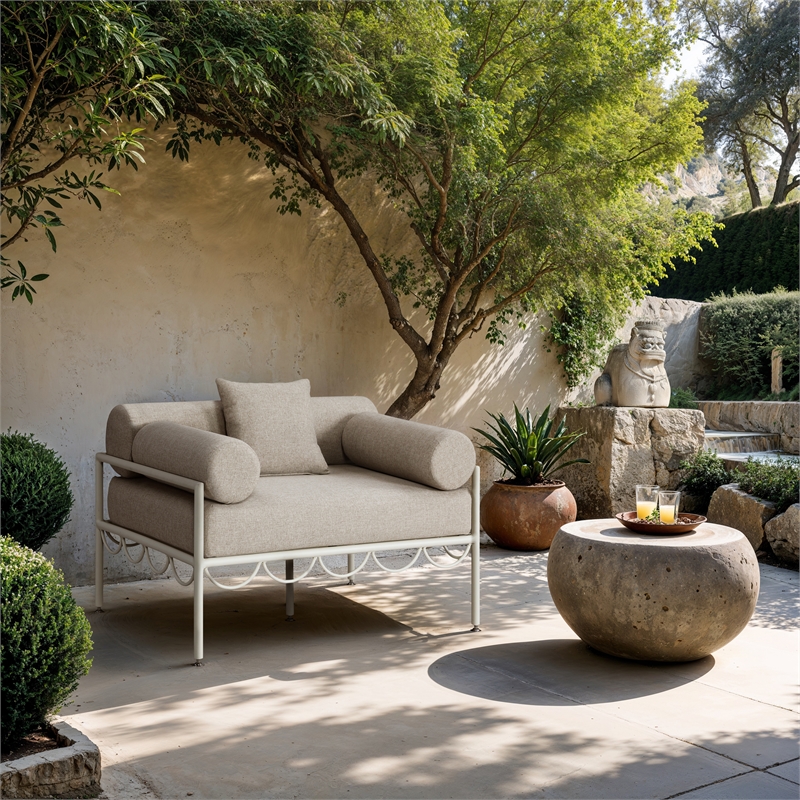 Meridian Furniture Portofino Beige Water Resisting Fabric Patio Chair