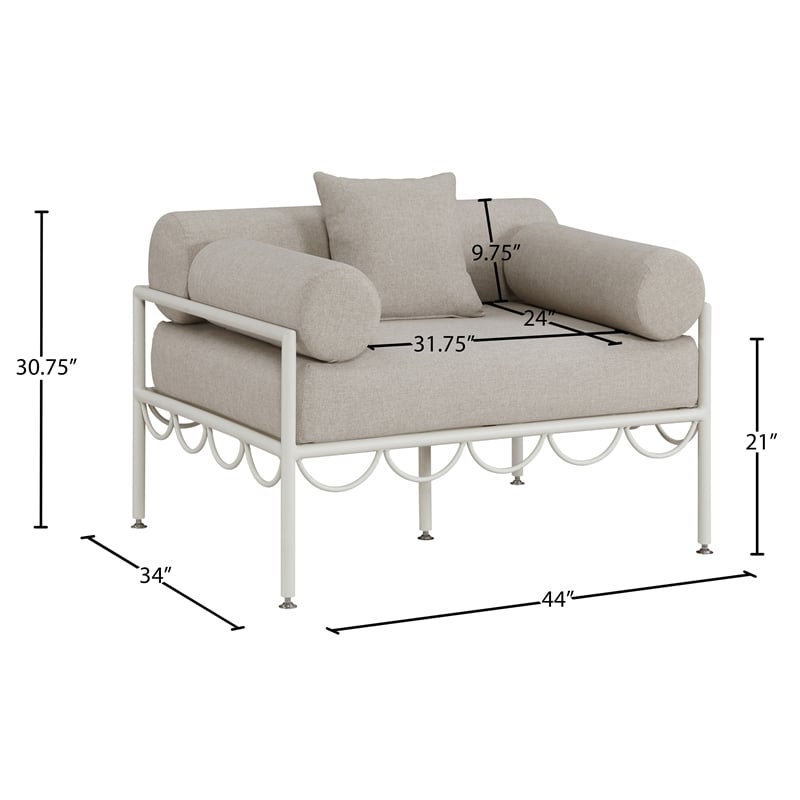 Meridian Furniture Portofino Beige Water Resisting Fabric Patio Chair