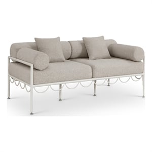 Meridian Furniture Portofino 69.75&quot Beige Water Resisting Fabric Patio Loveseat