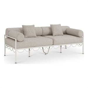 Meridian Furniture Portofino 85.75&quot Beige Water Resisting Fabric Patio Sofa