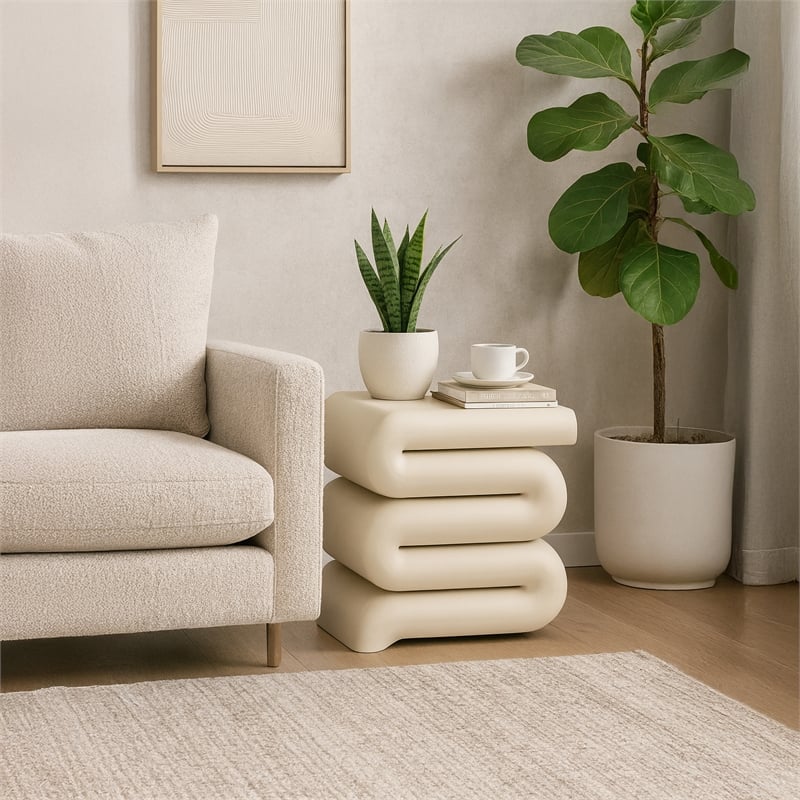 Meridian Furniture Roland Cream Iron End Table
